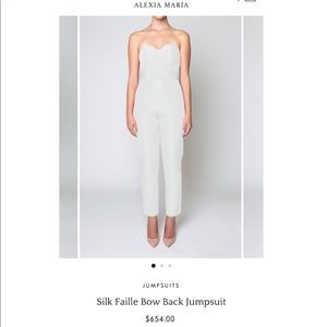 Alexia Maria Silk Faille Bow Back Jumpsuit White